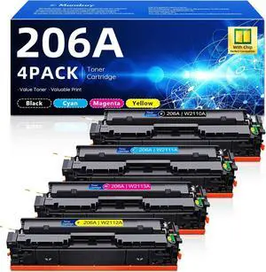 206A Toner Cartridges 4 Pack - Replacement for HP 206A Toner for Color Pro MFP m283fdw M283cdw M283fdn M255nw M255dw M255dn M282nw Printer | with Chip