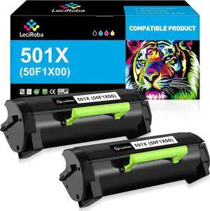 Ennovor LeciRoba 10000 Page-Yield 50F1X00 501X Toner Cartridge Compatible Replacement for Lexmark 501X 50F1X00 for MS410dn MS510dn MS610dn MS610dte MS610dtn MS415dn (2-Pack)