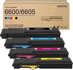 Phaser 6600 / WorkCentre 6605 High Yield Toner Cartridge Set (4-Pack, B/C/M/Y),106R02225 106R02226 106R02227 106R02228 Replacement for Xerox Phaser 6600 6600N 6600DN WorkCentre 6605N 6605DN Printers