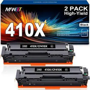 Ennovor 410X Toner Cartridge Replacement for HP 410A CF410A Black Toner Cartridge 410X CF410X to use with Color Pro MFP M477fnw M477fdw M477 M452dn M452nw M477fdn M452dw M452 M377dw Printer Ink 2-Pack