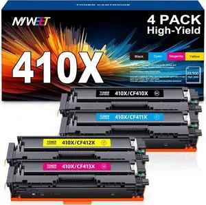410X Toner Cartridge Replacement for HP 410A Toner Cartridges 4 Pack 410X CF410X CF411X CF412X CF413X for Color Pro MFP M477fdw M477fdn M477fnw Pro M452dn M452nw M452dw Printer Ink