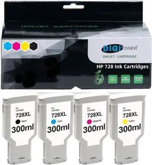 728 Ink Cartridges Compatible with HP 728 Ink Cartridges Replacement for HP DesignJet T830 MFP & T730 Large Format Plotter Printer4-Pack300-ml Matte Black / 300-ml Cyan/Magenta/Yellow