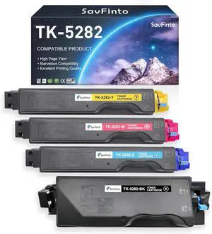 Ennovor TK-5282 TK5282 Toner Cartridge Replacement for Kyocera TK5282k for Kyocera EcoSys M6235cidn(1102V02US1) M6635cidn(1102V12US1) P6235cdn(1102TW2US1) M6235 P6235 Printer (BCMY, 4-Pack)