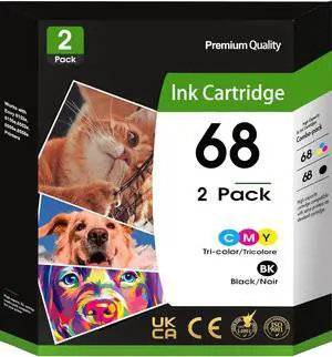 Ennovor 68 Ink Cartridge Replacement for HP 68 Ink Cartridges Black and Color Combo Pack Compatible for hp Printers Envy 6152e, 6155e,6552e,6555e,6558e Printers