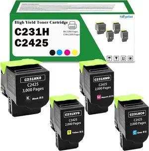 Ennovor High Yield C2425 C2325 C2535 MC2325 MC2425 MC2535 MC2640 Toner Cartridge Replacement for C231HK0 C231HC0 C231HM0 C231HY0