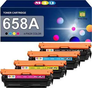 658A Remanufactured Toner Cartridges 4 Pack(with Chip) Compatible with 658A Toner Cartridge W2000A W2001A W2002A W2003A- Working with Color Enterprise M751dn M751n Printer(Black Cyan Yellow Magenta)
