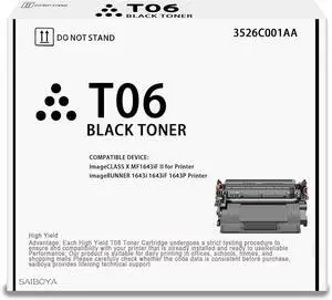 Ennovor T06 (3526C001AA) Black Toner Cartridge    Compatible for Canon T06 Toner imageCLASS X MF1643iF II for Canon imageRUNNER 1643i 1643iF 1643P Printer (1 Pack)