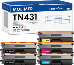 TN431 Toner Cartridge 5-Pack Compatible TN431BK TN431C TN431Y TN431M Replacement for Brother TN-431 TN 431 for MFC-L8900CDW HL-L8260CDW HL-L8360CDW MFC-L8610CDW Printer tn433 Toner (2BK/1C/1M/1Y)