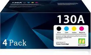 Ennovor 130A Toner Cartridge Remanufactured with Chip Replacement for HP 130A CF350A CF351A CF352A CF353A for Pro Color Pro MFP M176n M176, M177fw M177 Series Printer (B/C/M/Y, 4-Pack)