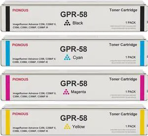 Ennovor GPR58 GPR-58 Toner Cartridge Set (4-Pack, 1BK+1C+1M+1Y) Compatible GPR 58 Toner Replacement for Canon GPR-58 Toner Cartridge imageRunner Advance C256, C256iF II, C356i, C356ii, C356iF Printer