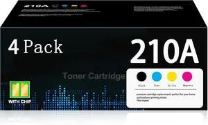 210A Toner Cartridges 4 Pack with Chip W2100A W2101A W2102A W2103A Replacement for 210A Work with Color Pro MFP 4301fdw 4301fdn Pro 4201dw 4201dn Series (1B/1C/1Y/1M, 4-Pack)