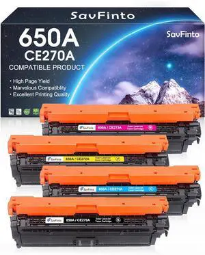 650A Toner Cartridge CE270A CE271A CE272A CE273A Replacement for HP Color Laserjet Enterprise CP5525 CP5525dn CP5525n CP5525xh M750 M750dn M750n M750xh Printers (BCYM, 4-Pack)