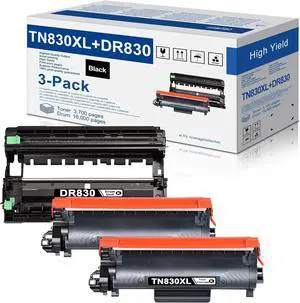 TN830XL Toner Cartridge and DR830 Drum Unit: Replacement for Brother TN830 TN830XL DR830 Work with DCP-L2640DW HL-L2400D HL-L2405W HL-L2480DW HL-L2460DW MFC-L2820DW (2 Toners, 1 Drum Unit, 3-Pack)