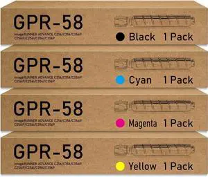 Remanufactured GPR-58 GPR58 Toner Cartridge Replacement for Canon GPR-58 GPR58 for imageRUNNER Advance C256/C356/C356iF/C256iF/C256i/C356i/C356P/C257/C357 Printer(1BK/1C/1Y/1M)