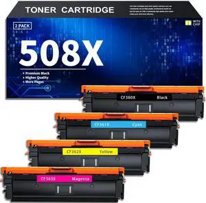 Ennovor 508X 508A Toner Cartridge Set Replacement for HP 508X 508A CF360X CF361X CF362X CF363X High Yield Toner Cartridge for HP Color Enterprise M552DN M553dn,MFP M577f Series|508X 4Pack