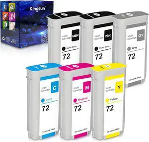 Ennovor 72 Remanufactured Ink Cartridge 130ml Set HP 72 C9403A C9370A C9371A C9372A C9373A C9374A Compatible with DesignJet T610 T620 T770 T790 T795 T1100 T1120 T1200 T1300 T2300 (6-Pack)
