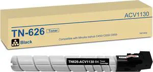 TN-626 TN626 TN626K (ACV1130) Black Toner Cartridge 1-Pack Replacement for Konica Minolta TN-626 TN626K ACV1130 for Bizhub C450i C550i C650i Printer (1-Pack, Black)