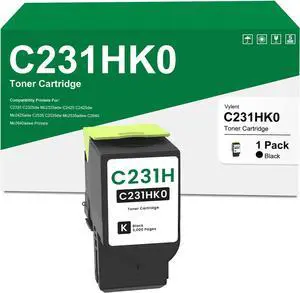 C231HK0 Black High Yield Toner Cartridge C231H C2310 Replacement for Lexmark C2310K0 C231HK0 Toner Cartridge for C2325 C2325dw MC2325adw C2425 C2425dw MC2425adw C2535 Printer Ink 1-Pack