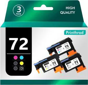 Ennovor 72 Printhead with New Updated Chips Compatible for HP Printers T610 T620 T770 T790 T1100 T1120 T1200 T1300 T2300 Printer 3 Packs (Gray/Photo Black, Cyan/Magenta, Matte Black/Yellow)