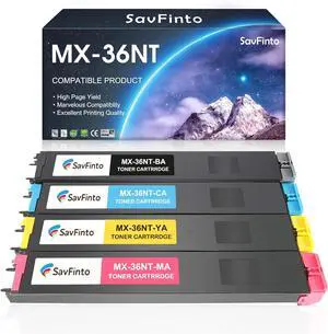 Ennovor MX-36NT Toner Cartridge MX-36 MX-36NTBA MX-36NTCA MX-36NTMA MX-36NTYA Replacement for Sharp MX-2615N 3115N 2640N 3140N 3640N 2610N 2615NC 2648NC 3110N 3148NC Printers (BCYM, 4-Pack)