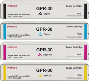 Ennovor GPR30 GPR-30 Toner Cartridge Set (4-Pack, 1BK+1C+1M+1Y) Compatible GPR 30 Toner Replacement for Canon GPR-30 Toner Cartridge imageRUNNER Advance C5045 C5051 C5250 C5255 Printer