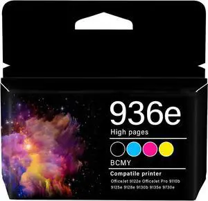 936E Ink Cartridge Works for OfficeJet 9122e OfficeJet Pro 9110b 9125e 9128e 9130b 9135e 9730e Printers (4-Pack)