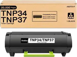 Ennovor TNP-34 TNP-37 Toner Cartridge Black A63T01W A63T01F Replacement for Konica Minolta TNP34 TNP37 Toner Cartridge Works with Bizhub 4700P Bizhub 4701P Printers | 1 Pack TNP-34 Toner Cartridges