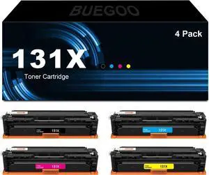 BUEGOO 131X 131A Black Cyan Magenta Yellow Toner Cartridges Compatible with HP Laserjet Pro 200 Color M251nw M251 M251n MFP M276nw M276n M276 Series Laser Color Printer | CF211A CF210X CF212A CF213A