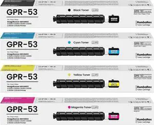 Ennovor GPR53 GPR 53 Toner Cartridge 4-Pack(Black Cyan Magenta Yellow) Replacement for Canon GPR-53 Toner Cartridge for ImageRunner Advance C3325 C3325i C3330 C3330i C3525i C3530i Printer Ink