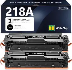 Ennovor 218A Toner Cartridges Black (with CHIP) 2 Pack Replacement for HP 218A Toner W2180A Color Pro 3201dw MFP 3301cdw 3301fdw 3301sdw Printer