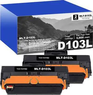 MLT-D103L Black Toner Cartridge Replacement for Samsung MLTD103L MLT D103L SU720A for ML-2950 ML-2951 ML-2955 ML-2956 SCX-4701ND SCX-4705ND SCX-4726FD SCX-4727FD SCX-4728FD SCX-4729FD Printers, 2 Pack