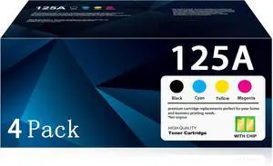 125A Toner Cartridges 4 Pack Compatible for HP 125A Works with Color Laserjet CM1312 MFP CM1312nfi CP1515n CP1518ni CP1215 CP1515n Printer | Black Cyan Yellow Magenta