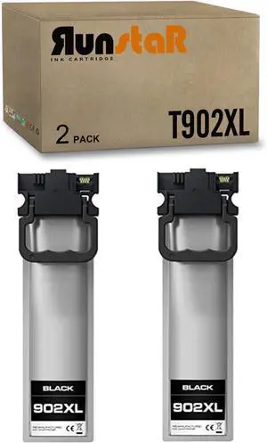 Ennovor Run Star 2 Packs T902XL 902XL Black Remanufactured Ink Cartridge Replacement for Epson T902XL 902XL use for EPSON Workforce Pro WF-C5210 WF-C5290 WF-C5710 WF-C5790 Printer (2 Black)