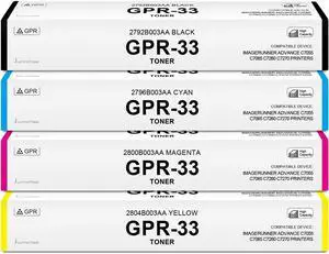 GPR-33 Black Cyan Magenta Yellow Toner Cartridges Replacement for Canon GPR33 2792B003AA 2796B003AA 2800B003AA 2804B003AA ImageRunner Advance C7055 C7065 C7260 C7270 Printer, 4-Pack