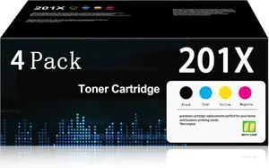 Ennovor 201X Toner Cartridge with Chip Replacement for HP 201X Toner Cartridges 4 Pack High Yield 201A CF400X CF400A with Color Pro MFP M277dw M252dw M277n Printers - Black Cyan Yellow Magenta