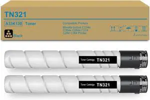 Ennovor TN321K A33K130 Black Toner Cartridge Replacement for Konica Minolta TN-321K TN321 TN-321 ADC286 ADC366 for Bizhub C224e C364e C284e C224 C284 C364 Printer (2-Pack)