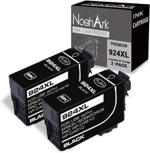 Ennovor 2 Packs 924XL Remanufactured Ink Cartridge Replacement for Epson 924 T924XL High Yeild for Epson Workforce Pro WF-C4810 WF-C4310 Printer (2 Black)