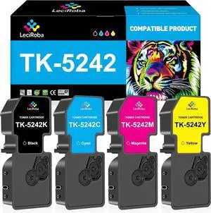 LeciRoba TK-5242K TK-5242C TK-5242M TK-5242Y Toner Cartridge Replacement for Kyocera TK-5242 TK5242 for Kyocera M5526cdn M5526cdw P5026cdn P5026cdw M5521cdw M5521cdn P5021cdw P5021cdn Printer (4 Pack)