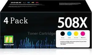 508X Toner Cartridges High Yield with Chip 4Pack-Black Cyan Magenta Yellow | Works with Color Enterprise M552, M553, Color Enterprise MFP M577 Series | 508X CF360X CF361X CF362X CF363X 508A