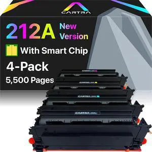 212A Toner Cartridges 4 Pack with Chip Compatible for HP 212A W2120A 212X W2120X for HP Color Laserjet Enterprise M555dn M554dn M555x M554 M555 MFP M578 Series Printer Ink (BK/C/Y/M).