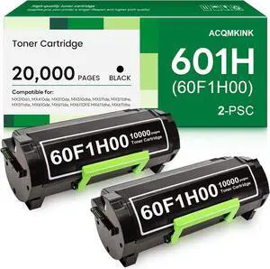 60F1H00 601H Remanufactured Toner Cartridge Replacement for Lexmark 601H 60F1H00 MX310DN MX410DE MX510DE MX511DE MX611DE Printer Ink Black 2 Pack [20,000 Pages]