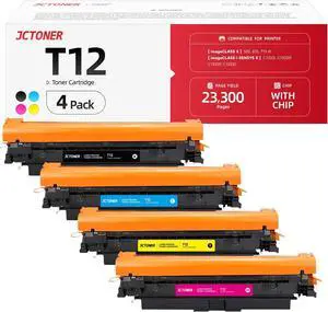 T12 T12L Toner Cartridge Set 4-Pack with chip High Yield Replacement for Canon T12 T12BK T12C T12Y T12M Compatible with Canon ImageCLASS LBP1333C MF1333C i-SENSYS X C1300 C1333i C1333P C1333iF Printer