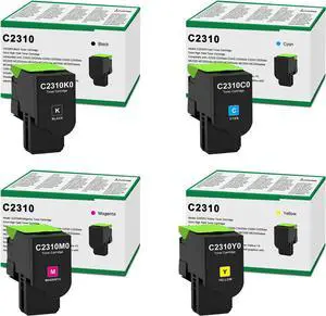 Ennovor Remanufactured C2310K0 C2310C0 C2310M0 C2310Y0 Toner Cartridge Replacement for Lexmark C2310 C2325 C2425 C2535 MC2325 MC2425 MC2535 MC2640 Black Cyan Magenta Yellow Toner Printer Ink, 4-Pack