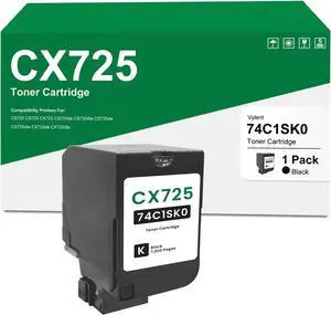 CX725 74C1SK0 Black High Yield Toner Cartridges Replacement for Lexmark 74C1SK0 CS720de CX725de CX725dhe CS720dte CX725dth CS725de Printers (1 Pack)