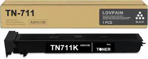 TN711 TN711K Black Toner Cartridge 1 Pack - Lovn Compatible TN-711 Toner Cartridge A3VU130 (Up to 47,700 Pages) Replacement for Konica Minolta Bizhub TN711 Work with C754 C654 Printer