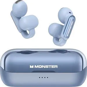 Monster Open AC601 Wireless Earbuds, Comfort Clip-On Bluetooth Earphones, Bluetooth 5.4 Earbuds with Environmental Noise Cancellation, IPX5 Waterproof & Touch Control Wireless Headphones(Blue)
