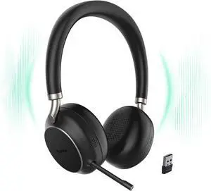 Yealink BH76 (2022 Old Edition) Wireless Headset Active Noise Cancelling (ANC) Bluetooth Headphone with Retractable Mic-Boom, Teams Certified On-Ear Headphone, up to 35h Talking Time, USB-A Dongle