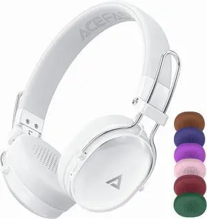 ACEFAST H7 Noise Cancelling Headphones, Wireless Over Ear Headphones, Headsets for Women with 7 Color Ear Pads, 60H Playtime, Bluetooth 5.4, Deep Bass, Ultra-Light for Travel, Home, and Office
