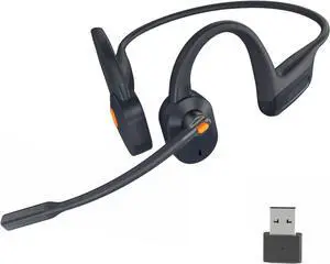 Blue Air Open Ear Bluetooth Headsets with Microphone, Wireless Computer Headphone with Mic for PC Mac Laptop, Office Home Online Class Open-Ear Headset (Gray, Headset + Dongle)