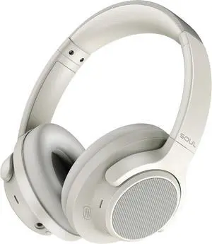 Soul Ultra Wireless Active Noise Cancelling Headphones, Wireless Over-Ear Bluetooth Headphones,100H Playtime, USB-C Quick Charging, Hi-Res Audio, Deep Bass, for Travel, Sport, Gym (Beige)